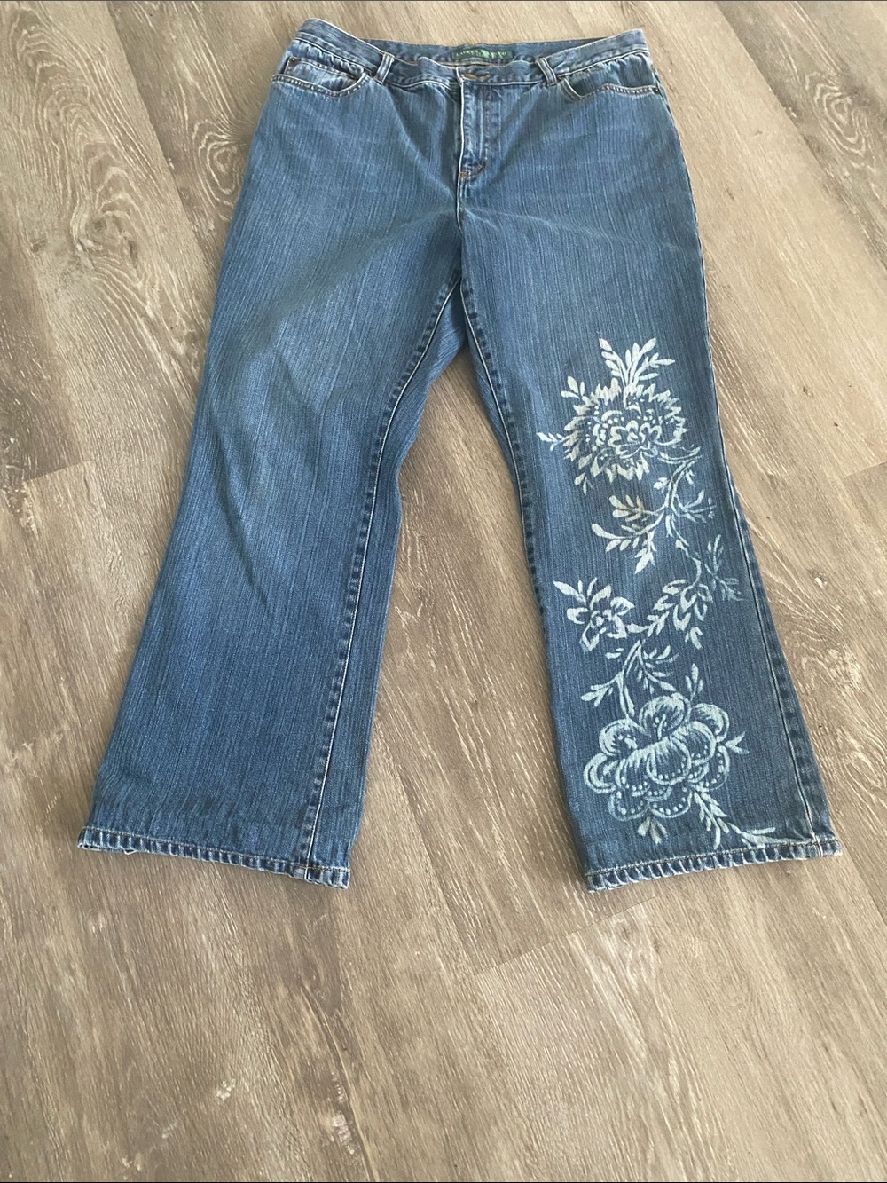Ralph Lauren Jeans Co. Women’s Blue Denim Jeans with White Floral Print